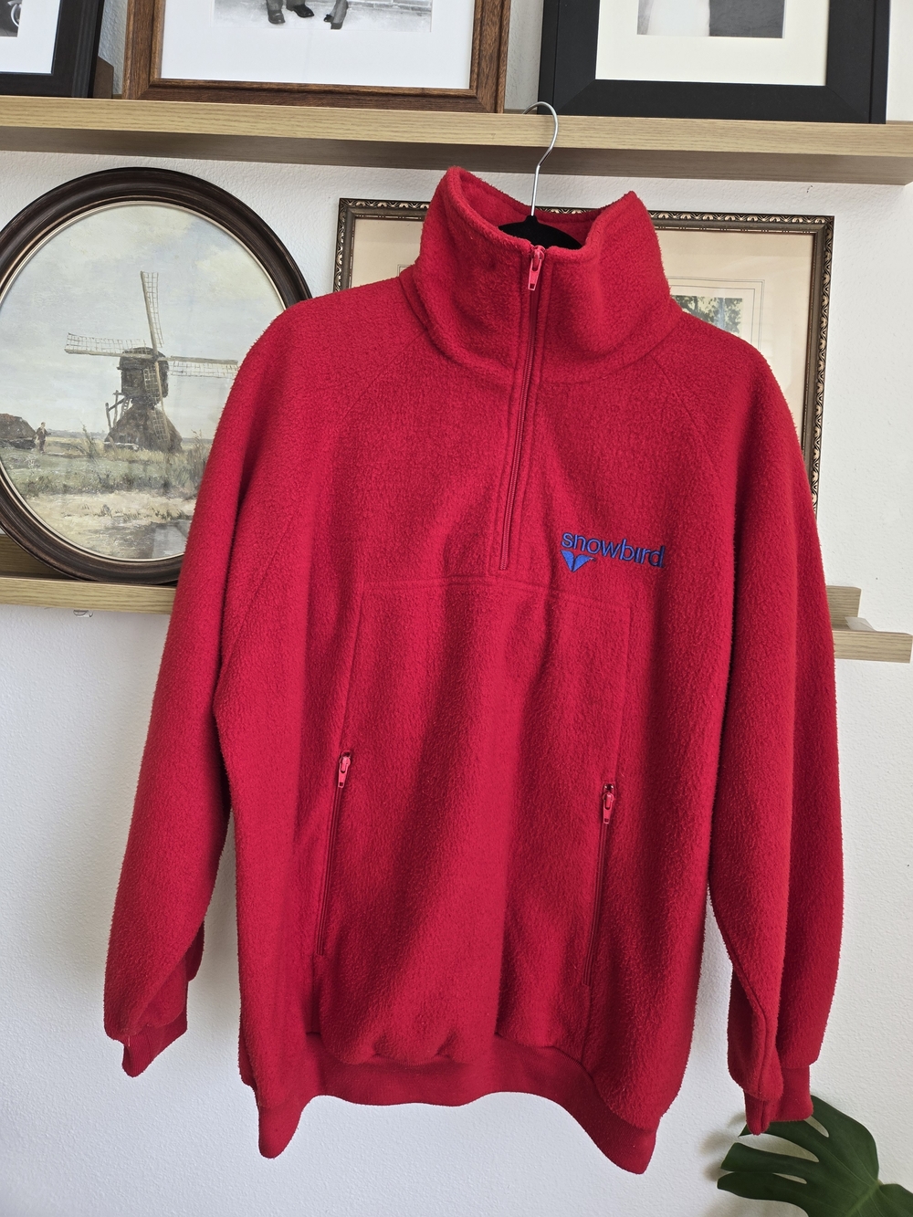 Vintage | 90's Jansport Red Half-Zip Fleece Pullover | Oversized